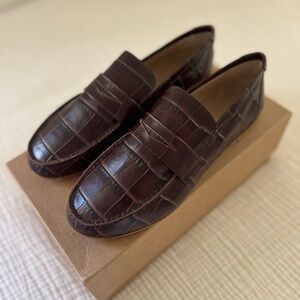 Jamie Haller Penny Loafer in Espresso Croc